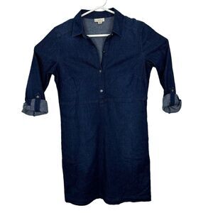 J Jill Chambray Denim Shirt Dress High Waist Long Sleeve Womens Size XS Blue EUC